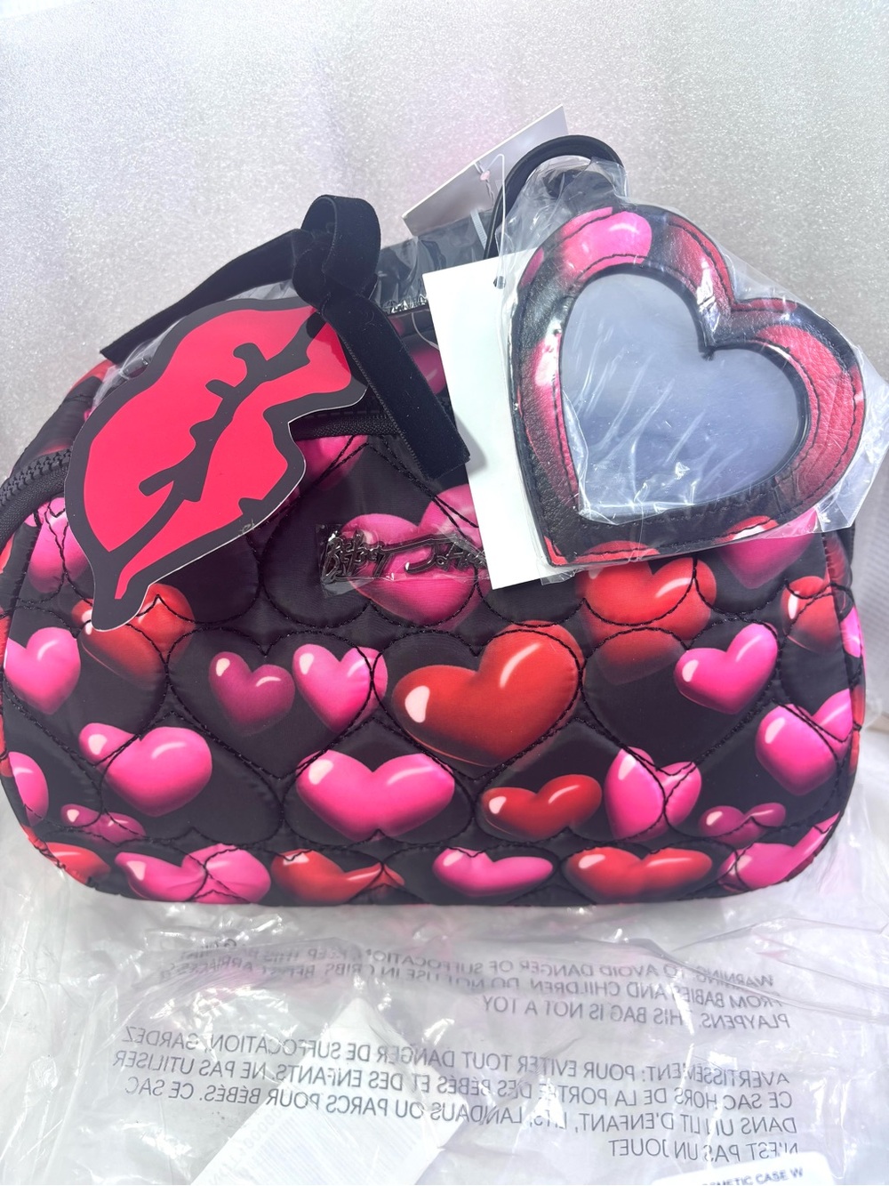 Betsey Johnson Loaf Cosmetic Case. Black/Multi. - Picture 5 of 17